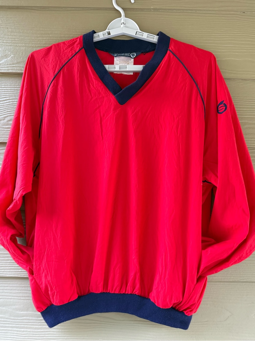 VTG Sunderland Of Scotland Men's Red Navy 100% Nylon Pullover Golf Jacket Size L
